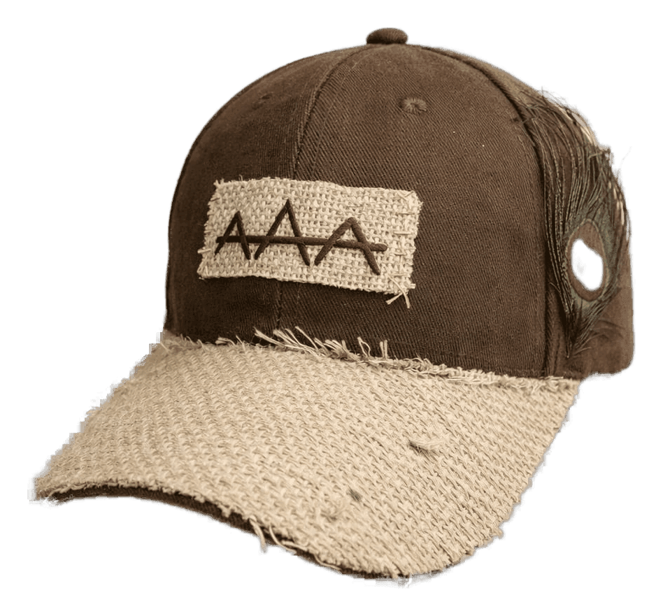 Peacock Burlap Cap — Front