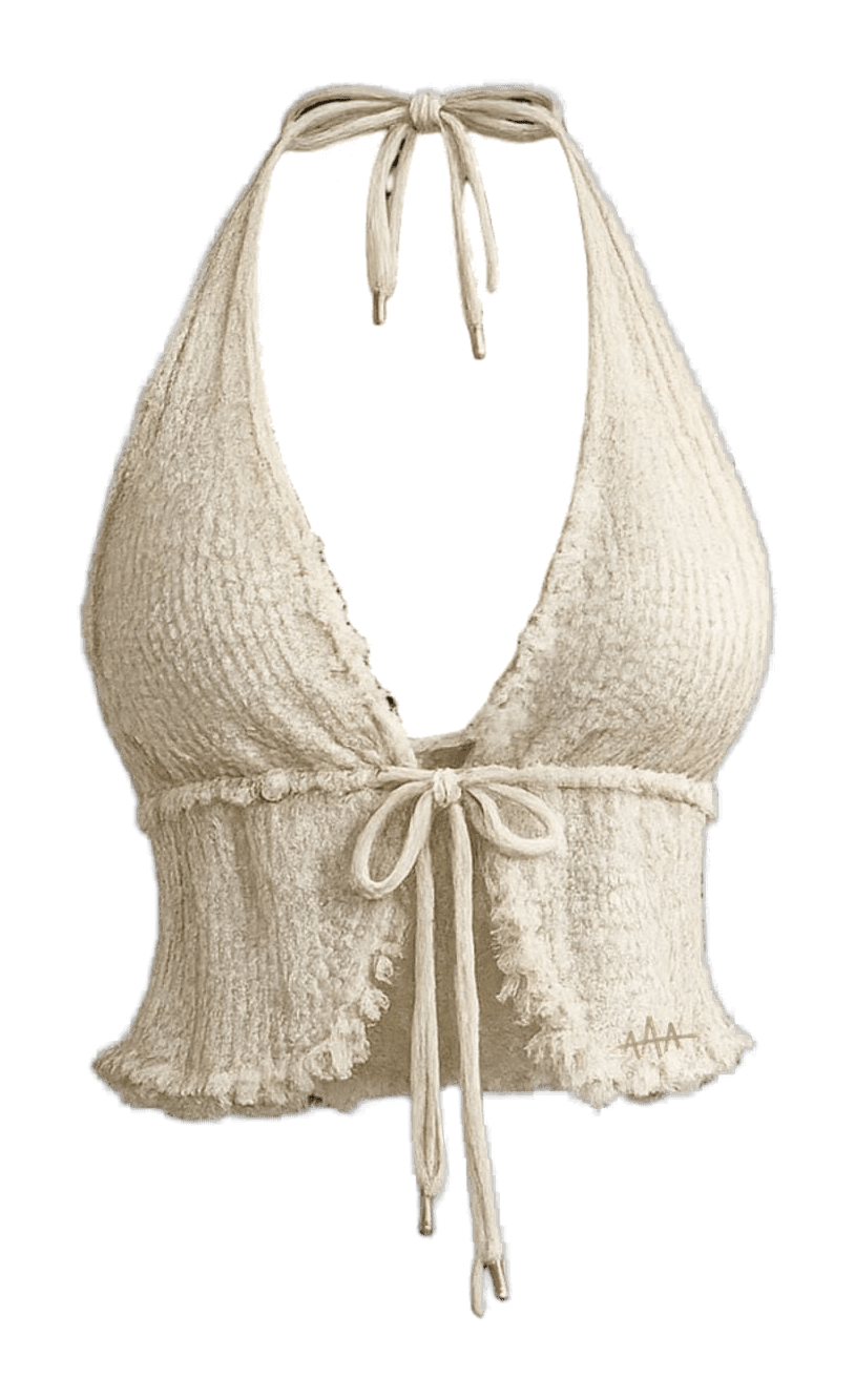 Ecru Frayed Knit Halter